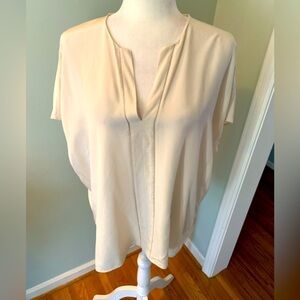 VINCE silk loose cream v-neck tunic, size L